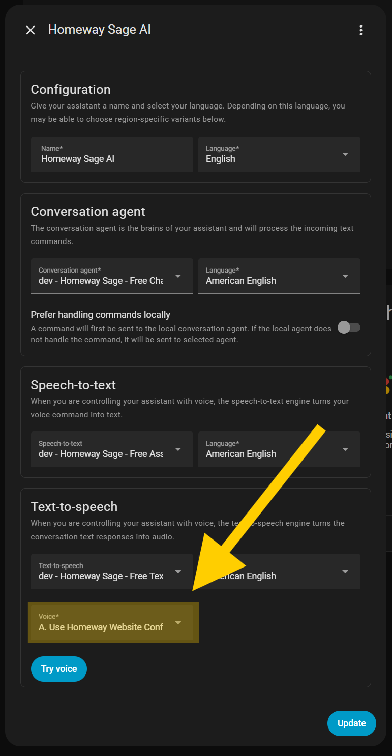 Homeway Home Assistant Assistant Voice Setup